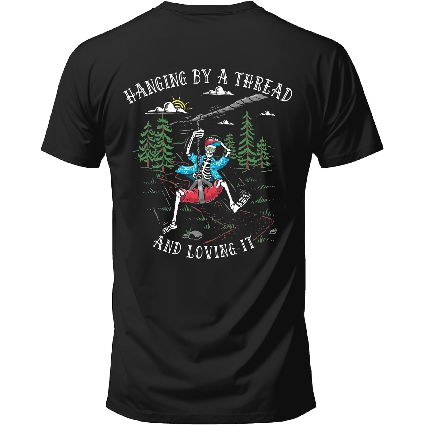 Kaos Grafis Hanging By A Threa - Outdoor Adventure Zipline ulasan dan harga