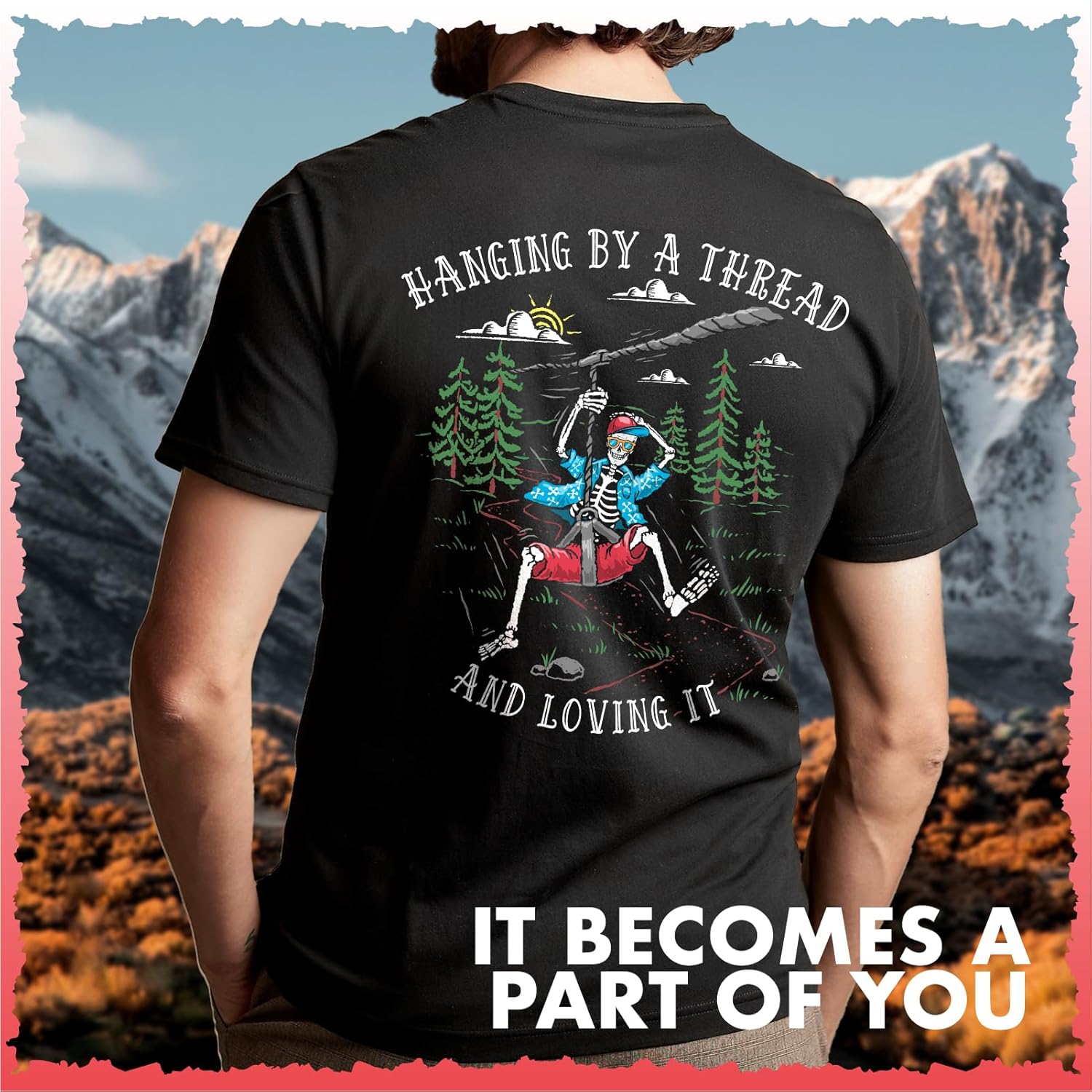Kaos Grafis Hanging By A Threa - Outdoor Adventure Zipline ulasan dan harga