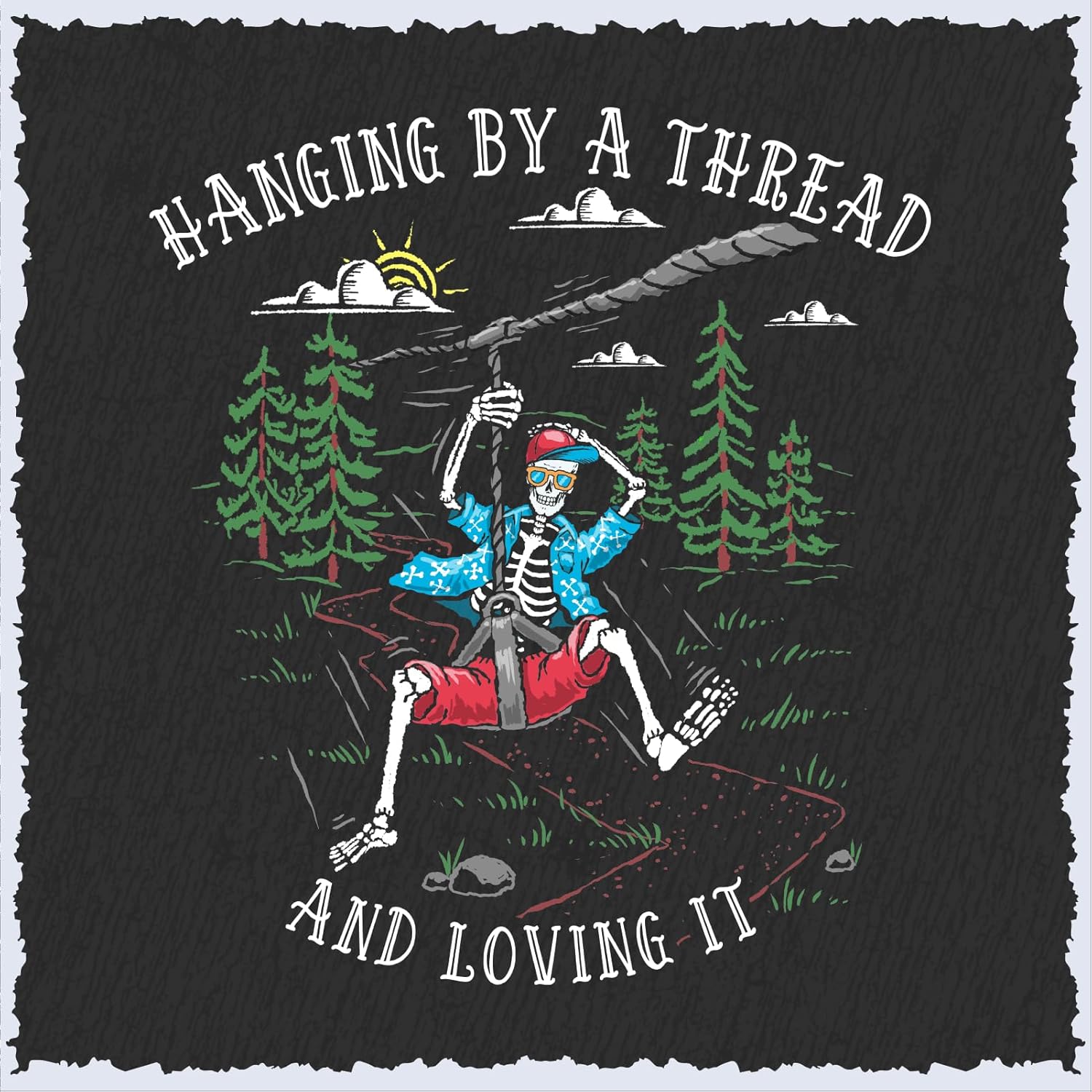 Kaos Grafis Hanging By A Threa - Outdoor Adventure Zipline ulasan dan harga